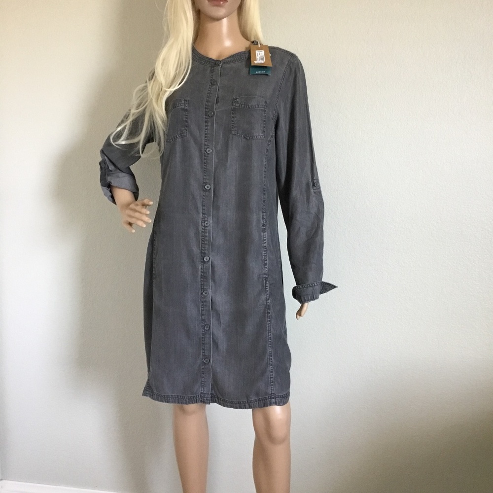 PRANA GREY BUTTON UP DRESS